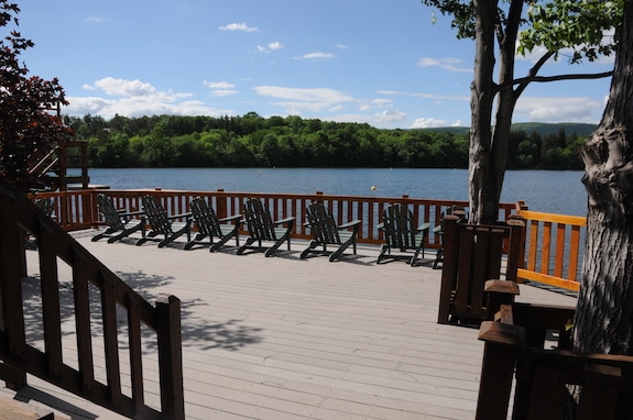 patio furniture overlooking trout lake